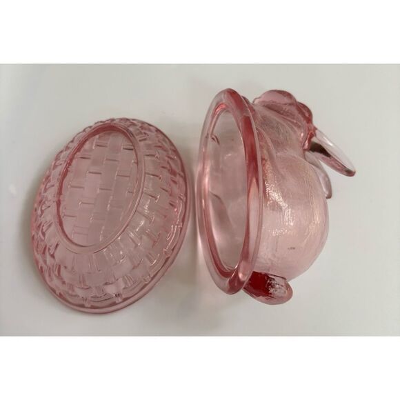 Vintage Pink Glass Candy Dish with Lid - Picture 7 of 7
